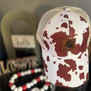 Carhartt White & Brown Cow Pattern Mesh Trucker Hat